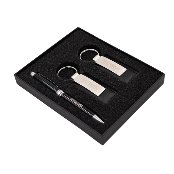 Metal Pen and Leatherette Key Tag Gift Set