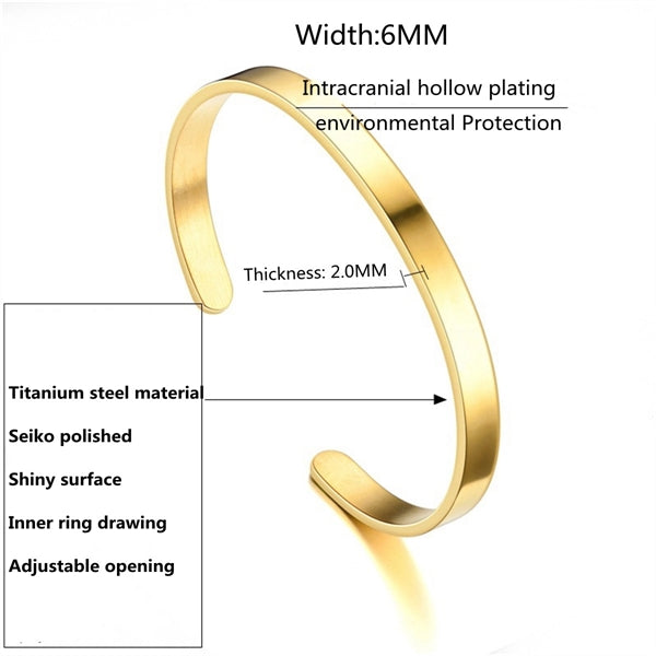 Stainless Steel Thin Cuff Bracelet Electroplated