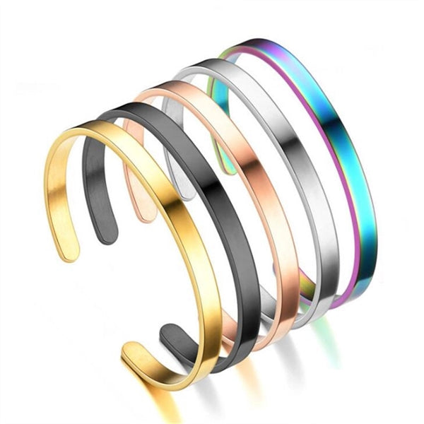 Stainless Steel Thin Cuff Bracelet Electroplated