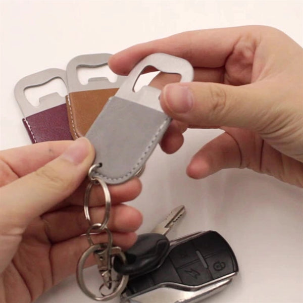 Leatherette Bottle Opener Key Ring