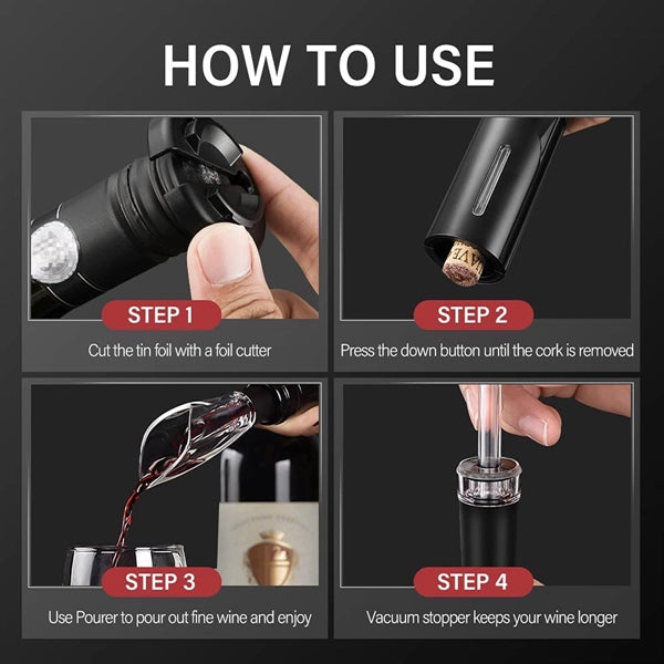 4-in-1 Electric Wine Bottle Opener Kit