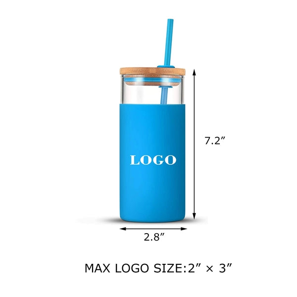 Glass Tumbler Straw Silicone Protective Sleeve Bamboo Lid