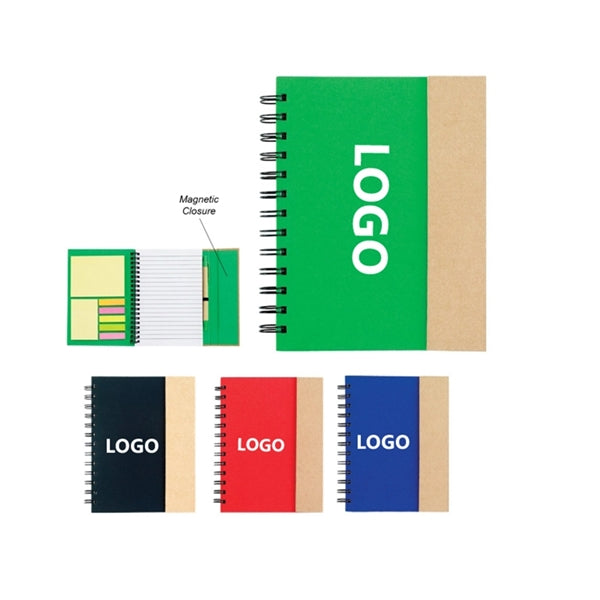 Eco Magnetic Notebook w/Sticky Notes and Flags & Pen