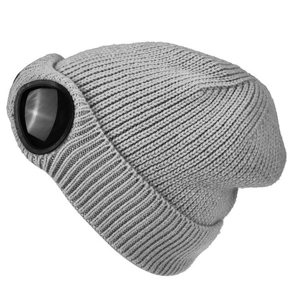 Unisex Goggle Knitted Ski Beanie With Sunglasses