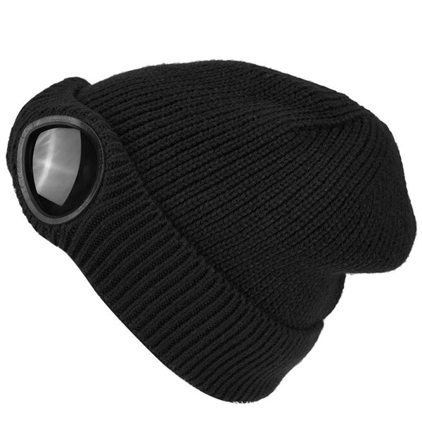 Unisex Goggle Knitted Ski Beanie With Sunglasses
