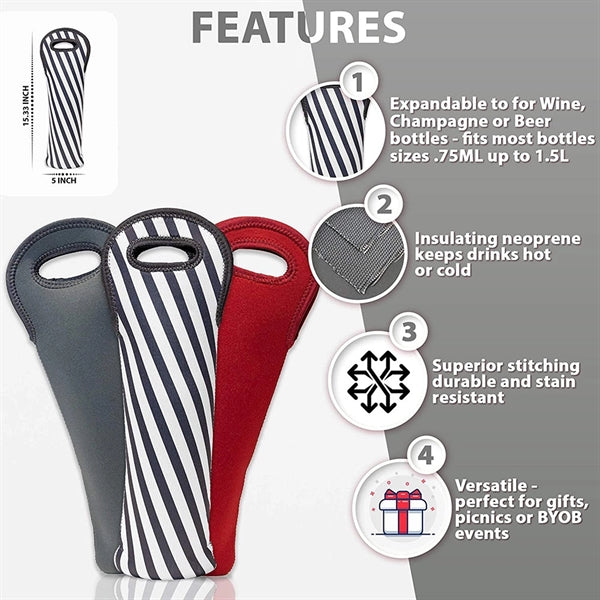 Single Bottle Neoprene Wine Bag Portable Tote Holders