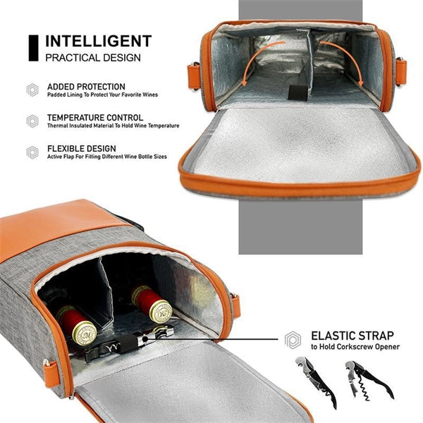 Insulated 2 Bottle Portable Wine Carrier