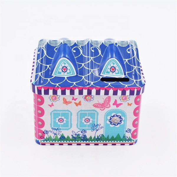 Fancy House Shaped Money Tin Box