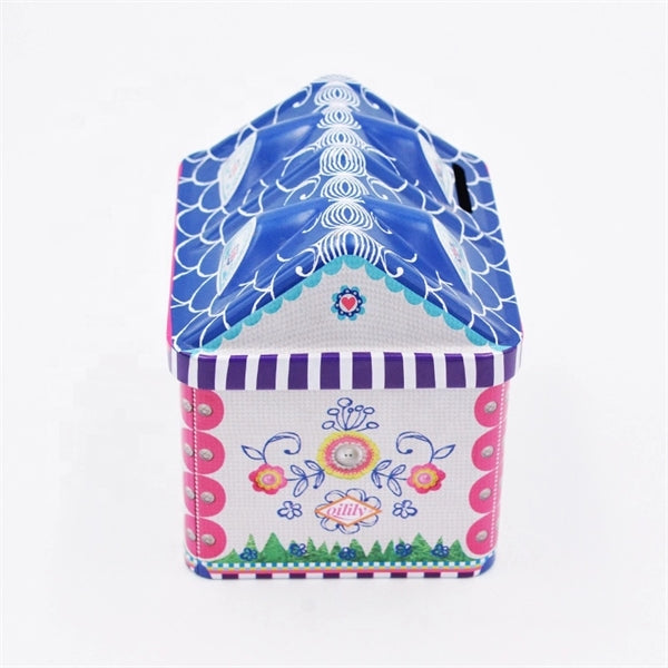Fancy House Shaped Money Tin Box
