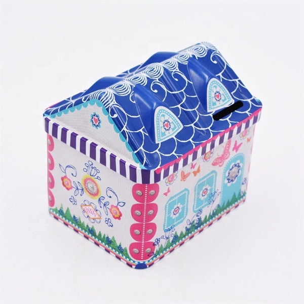 Fancy House Shaped Money Tin Box