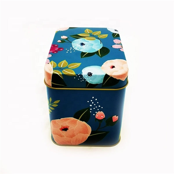 Tea Storage Metal Tin Box With Label Slot On Front