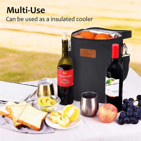 Portable Insulated 4 Bottle Wine Carrier