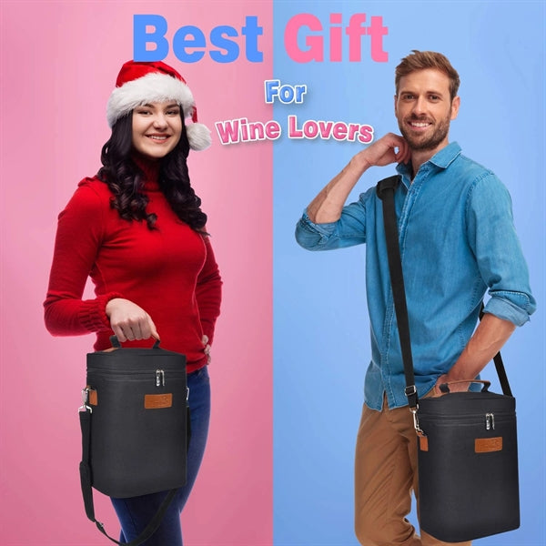 Portable Insulated 4 Bottle Wine Carrier