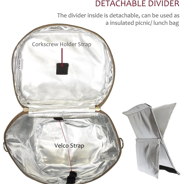 Portable Insulated 4 Bottle Wine Carrier