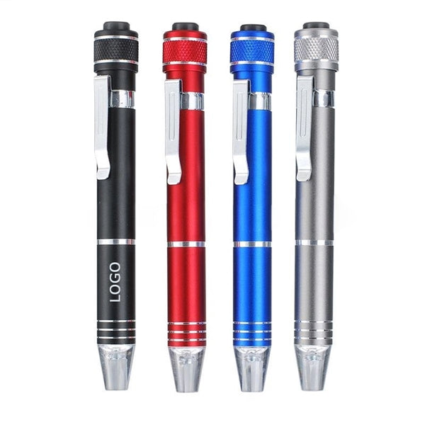 6 in 1 Pen-shaped Screwdriver Set W/ LED Flashlight