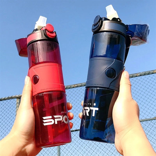 24oz Gym Sports Plastic Frosted Water Bottle w/ Starw & Rope