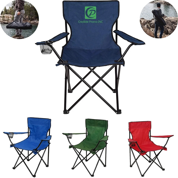 Foldable Wide Back Chair with Cup Holder
