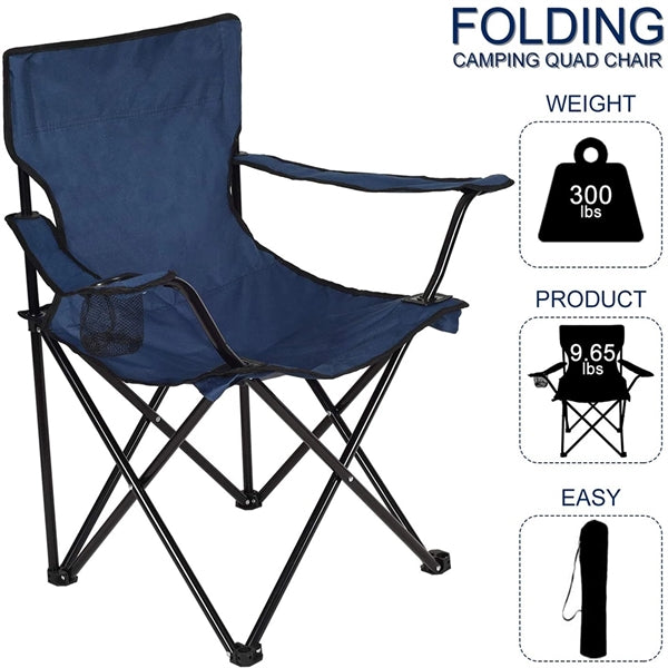 Foldable Wide Back Chair with Cup Holder
