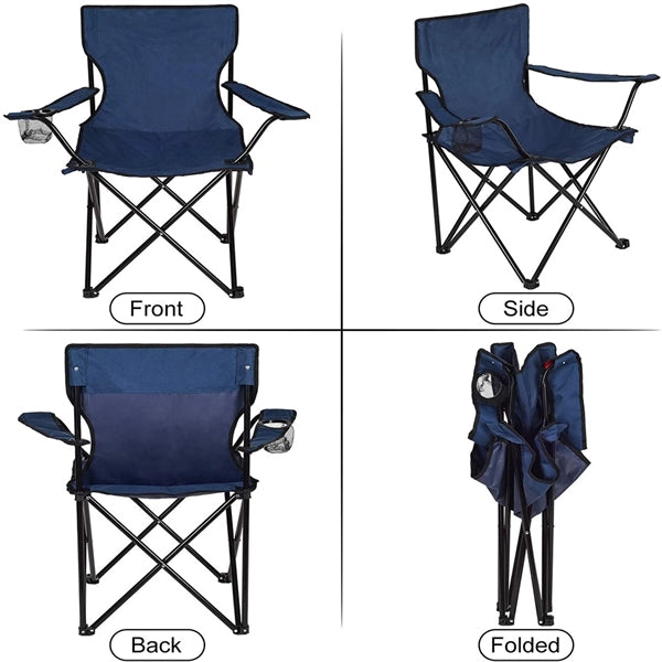 Foldable Wide Back Chair with Cup Holder