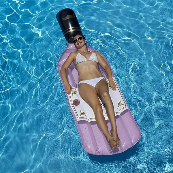 Inflatable Rose Wine Bottle Pool Floatie
