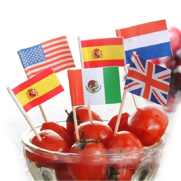 Wood Fruit Toothpick Flags