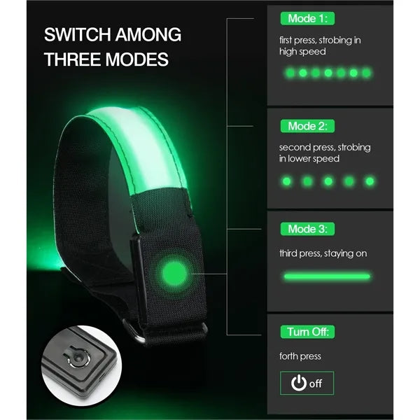 LED Armband Adjustable Reflective Flashing Strips