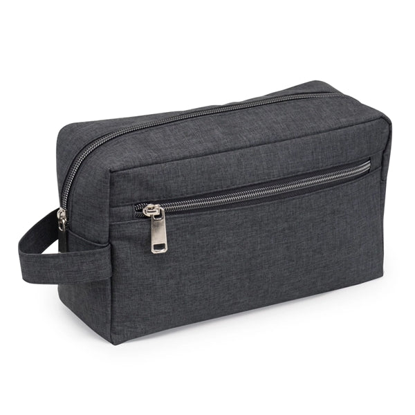 Heathered 2-Zipper Toiletry Travel Kit Bag