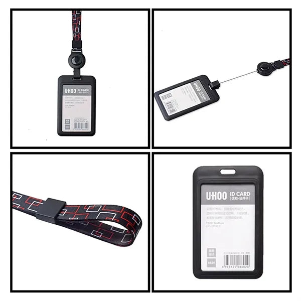 ID Badge Holder with Lanyard Vertical Retractable
