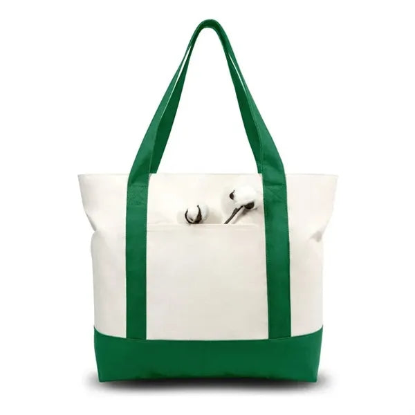 Stylish Canvas Tote Bag with an External Pocket
