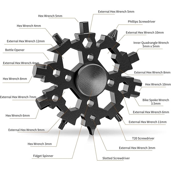 Fidget Spinner 23 in 1 Snowflake Multi Tool