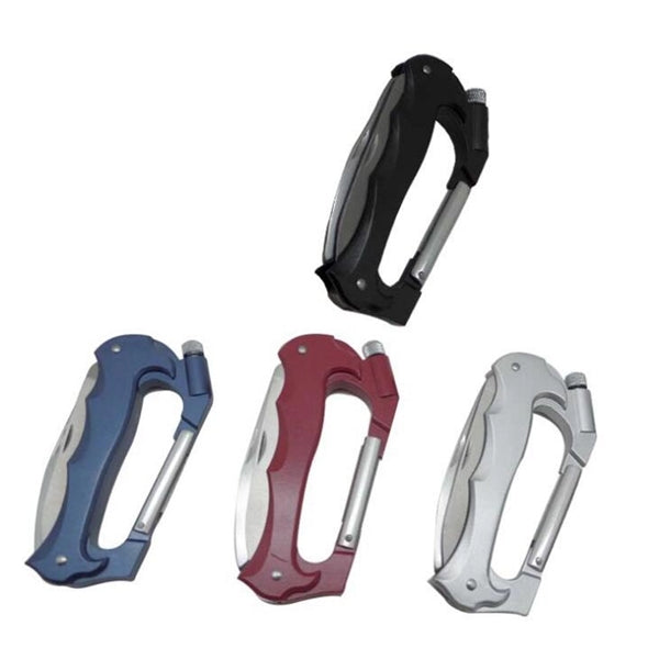 Foldable carabiner knife