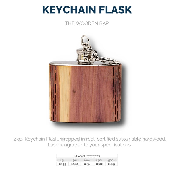 Wooden Keychain Flask 2 oz