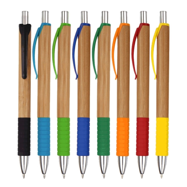 Eco Friendly - Click Action Pen - Bamboo Barrels with Grip