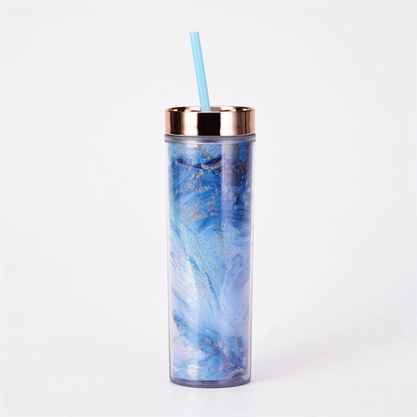 16 oz Transparent AS Plastic Tie dye Straw Tumbler