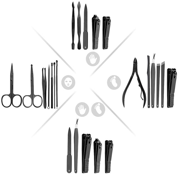 Black Manicure Set 18 Pcs
