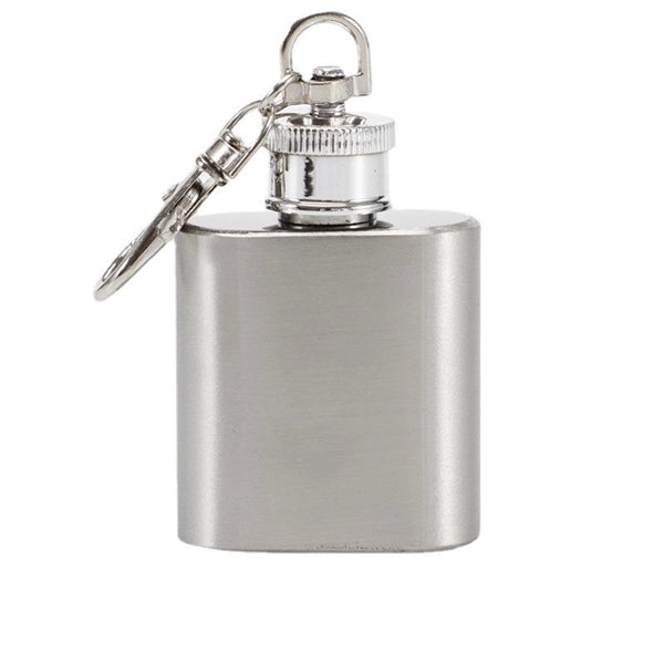 1oz stainless steel flask with keychain
