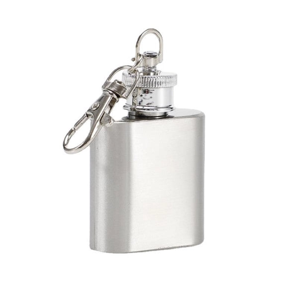 1oz stainless steel flask with keychain