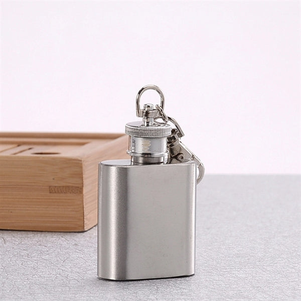 1oz stainless steel flask with keychain