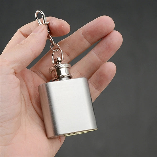 1oz stainless steel flask with keychain