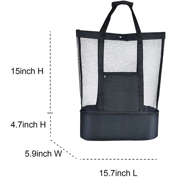 Mesh Beach Bag Tote with Insulated Cooler