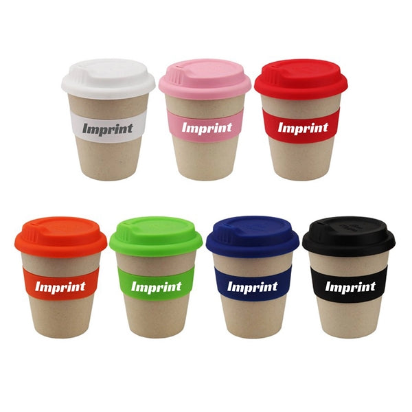 Eco-Friendly 8 oz Bamboo Fiber Coffee Cup W/Lid