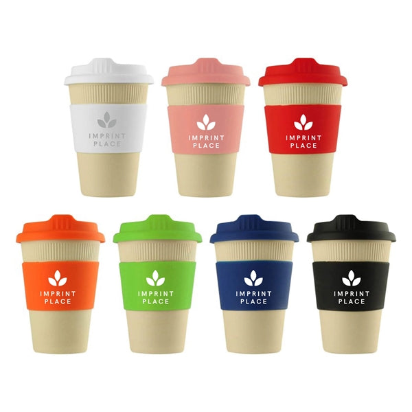 Eco-Friendly 12 oz Bamboo Fiber Coffee Cup W/Lid