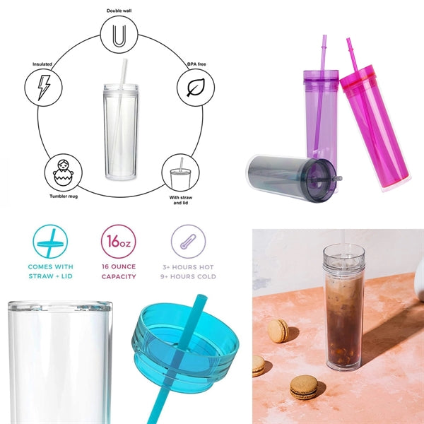 16oz Double Wall Clear Plastic Tumblers
