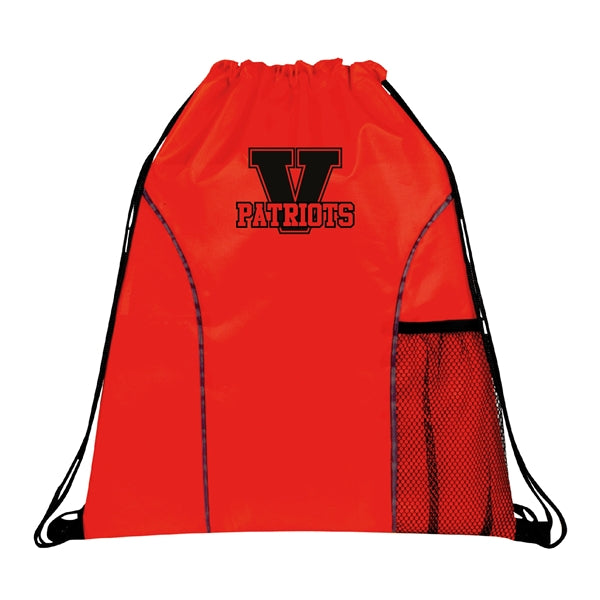 210D Polyester Drawstring Gym & Sport Backpack w/ Pockets