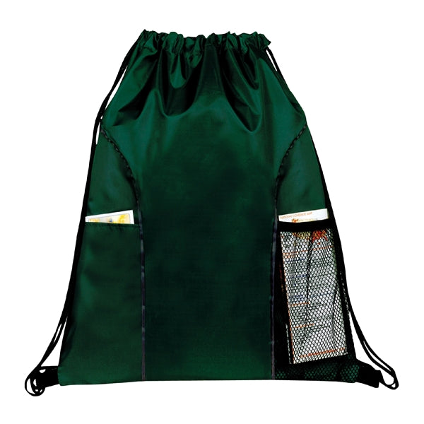 210D Polyester Drawstring Gym & Sport Backpack w/ Pockets