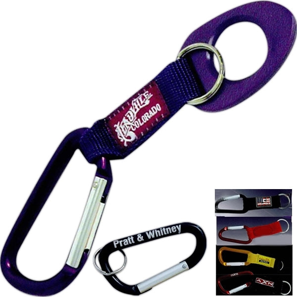 Carabiner, 2 1/4" with Nylon Strap and Woven Logo
