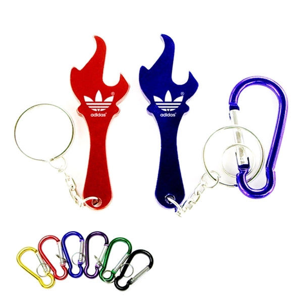 Torch shape bottle opener keychain