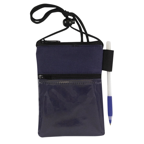 Dual Zipper Pocket Badge Holder/Passport Pouch
