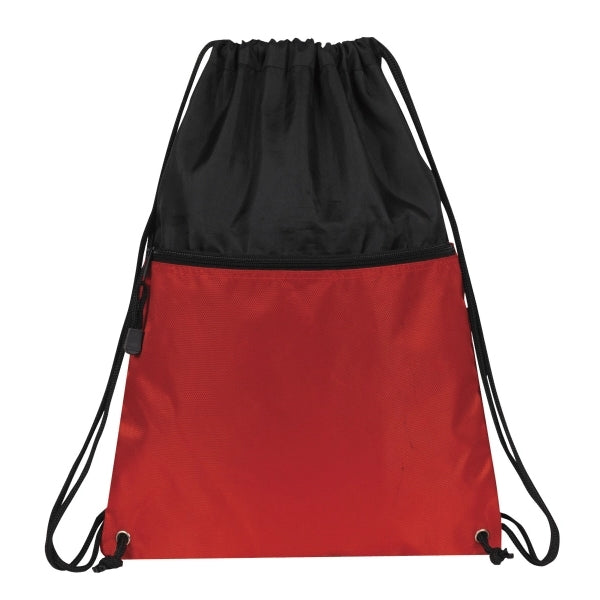 Drawcord Backpack With Zipper Pocket