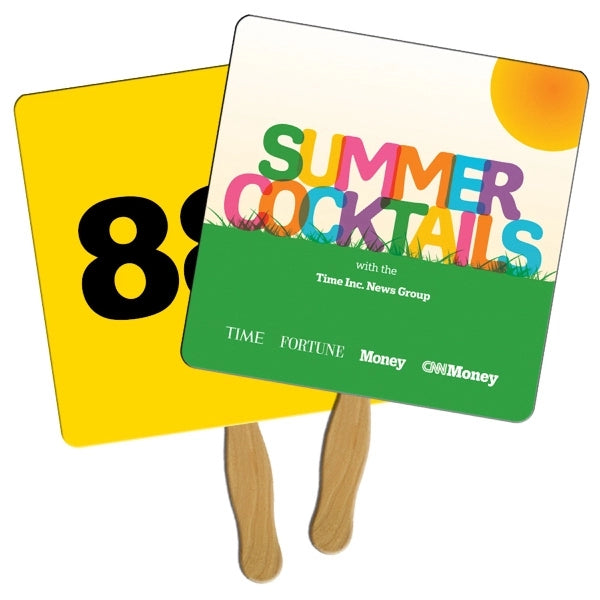 Square Sandwich Auction Sandwiched Hand Fan Full Color
